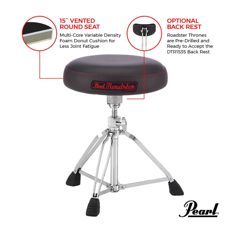 Pearl D1500 15" Vented Round Red Cloth Drum Throne