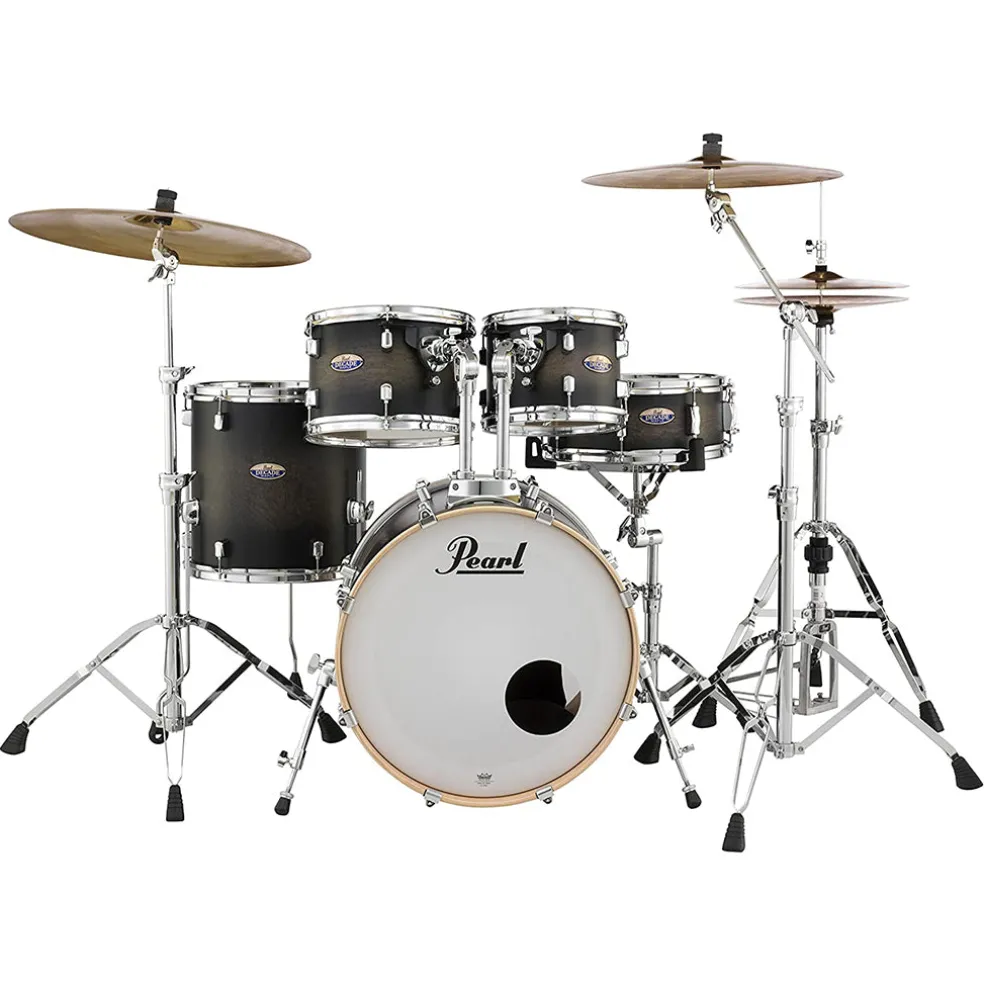 Pearl Decade Maple 5-Piece Drum Kit Package with Zildjian Cymbals & Hardware - Satin Black Burst - FREE 14" I Series crash (ZILH14C)
