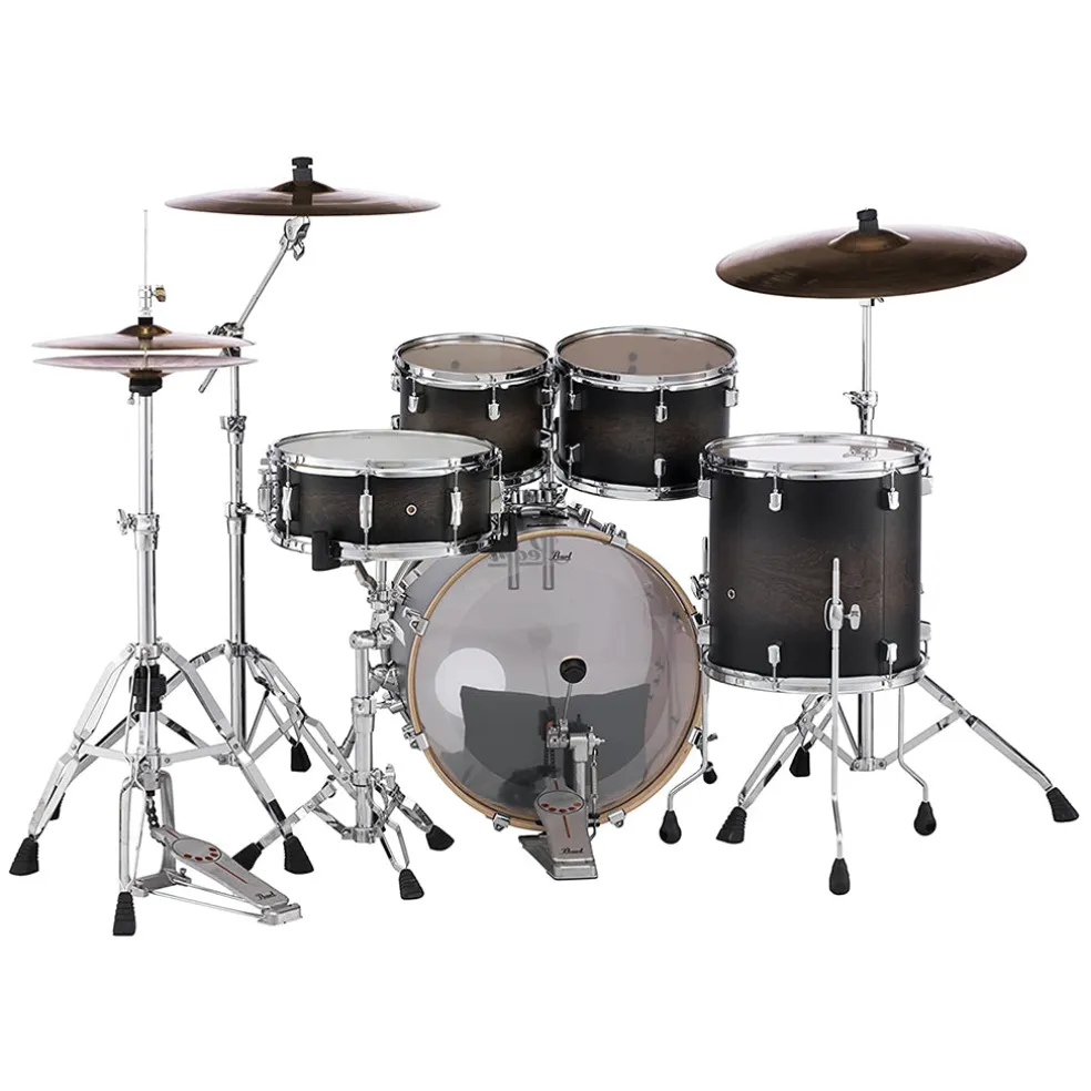 Pearl Decade Maple 5-Piece Drum Kit Package with Zildjian Cymbals & Hardware - Satin Black Burst - FREE 14" I Series crash (ZILH14C)
