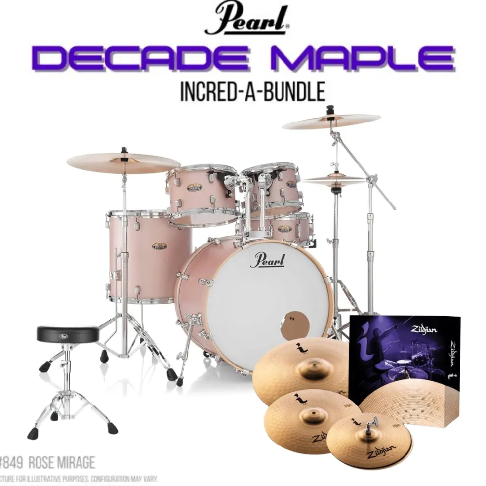 Pearl Decade Maple 22" Fusion Plus Drumkit Incred-A-Bundle - Rose Mirage