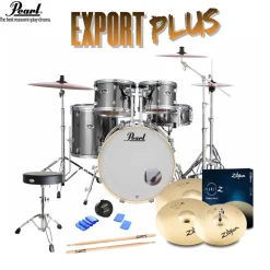 Pearl Export 20" EXX Fusion Drum Kit Package with Zildjian Cymbals & Hardware - Smokey Chrome