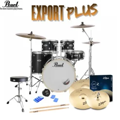 Pearl Export 20" EXX Fusion Drum Kit Package with Zildjian Cymbals & Hardware - Jet Black