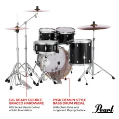 Pearl Export 20" EXX Fusion Drum Kit Package with Zildjian Cymbals & Hardware - Jet Black