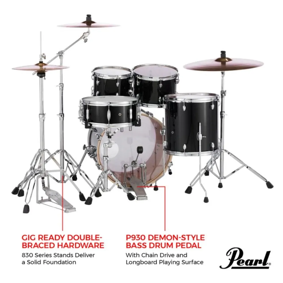 Pearl Export 20" EXX Fusion Drum Kit Package with Zildjian Cymbals & Hardware - Jet Black
