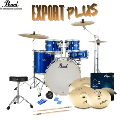 Pearl Export 20" EXX Fusion Drum Kit Package with Zildjian Cymbals & Hardware - High Voltage Blue