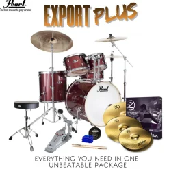 Pearl Export 22" EXX Fusion Drum Kit Package with Zildjian Cymbals & Hardware - Black Cherry Glitter