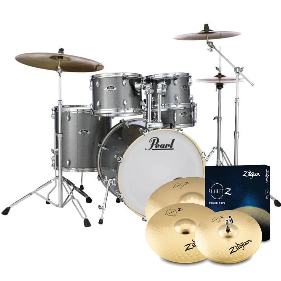 Pearl Export 22" EXX Fusion Plus Drum Kit Package with Zildjian Cymbals & Hardware - Grindstone Sparkle