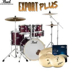 Pearl Export 20" EXX Fusion Drum Kit Package with Zildjian Cymbals & Hardware - Black Cherry Glitter