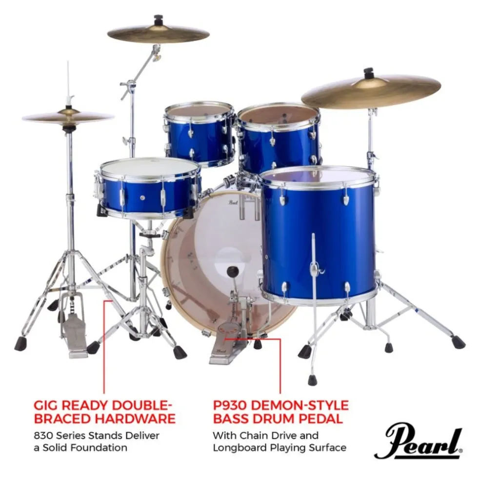 Pearl Export 22" EXX Fusion Plus Drum Kit Package with Zildjian Cymbals & Hardware - High Voltage Blue