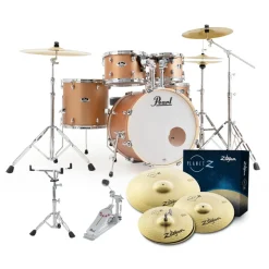 Pearl Export 22" EXX Fusion Plus Drum Kit Package with Zildjian Cymbals & Hardware - Aztec Gold