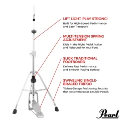 Pearl H-1030 Eliminator Hi-Hat Stand w/ Solo Footboard - Single Braced