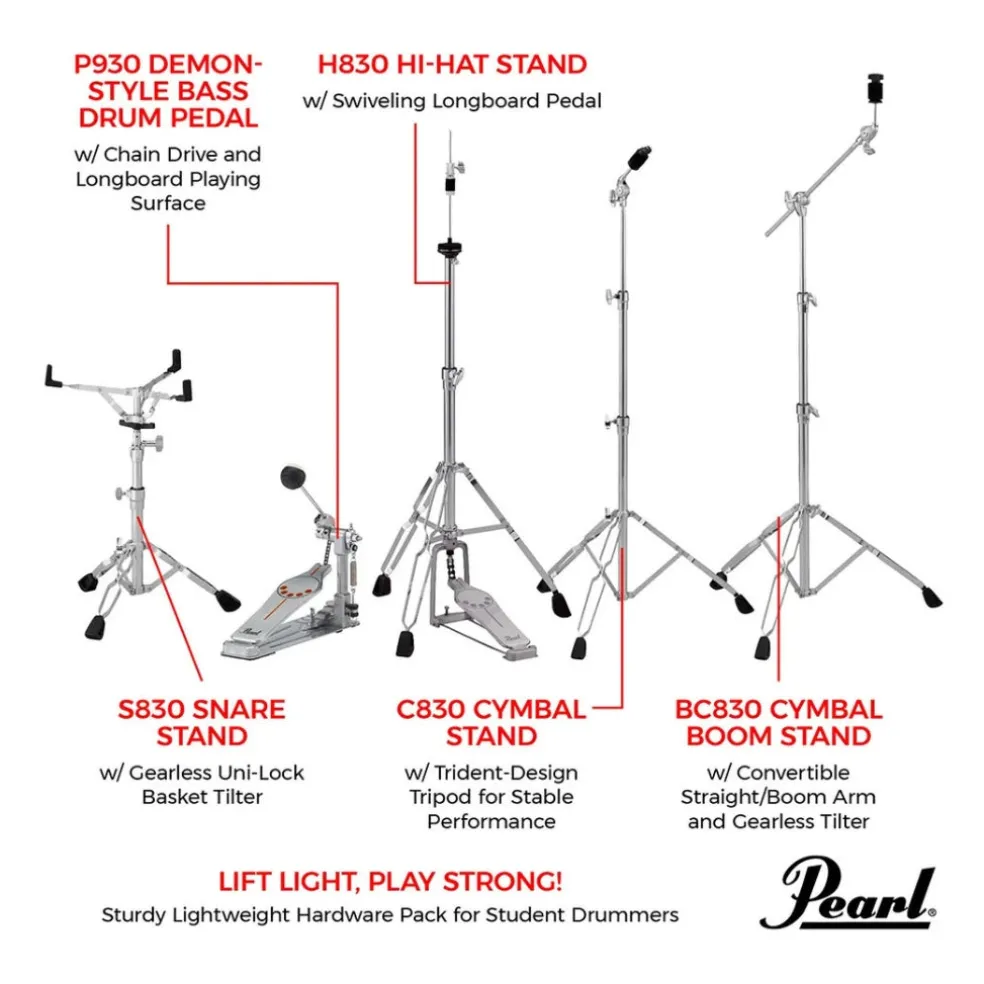 Pearl Limited Edition Export EXX 22" Fusion Plus Kit in Slipstream White with HWP834 Hardware Pack