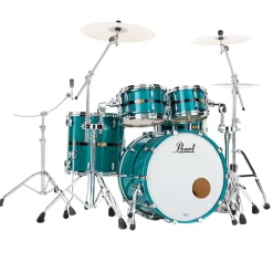 Pearl Masters Maple Gum 22" 5-Piece (10, 12, 16, 22, 14 Snare) with Hardware Pack - Aqua Turquoise Stripe