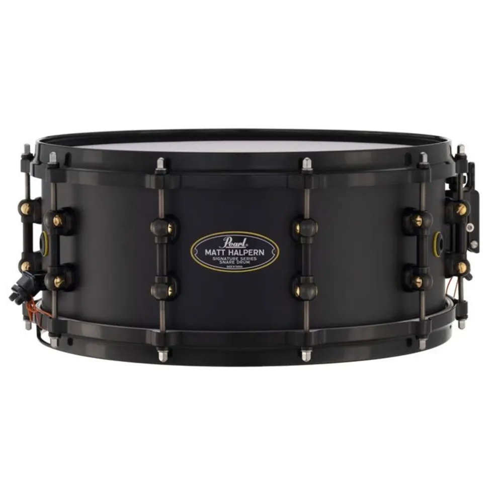 Pearl Matt Halpern 14"x6" Signature Snare Drum Black on Brass