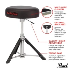 Pearl 15" Gas Lift Throne with Round Multi-Core Foam Cushion & Aluminium Struts