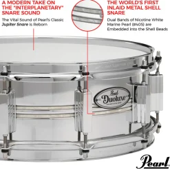 Pearl 14"x6.5" Duoluxe Chrome Over Brass Snare Drum
