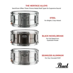 Pearl 14"x6.5" Sensitone Heritage Alloy Snare Drum - Aluminium