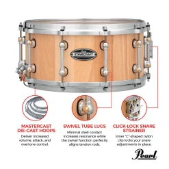 Pearl 14"x6.5" StaveCraft Thai Oak with Makha DadoLoc Snare Drum