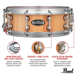 Pearl 14"x5" StaveCraft Thai Oak with Makha DadoLoc Snare Drum