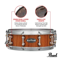 Pearl 14"x5" StaveCraft Makha with Thai Oak DadoLoc Snare Drum