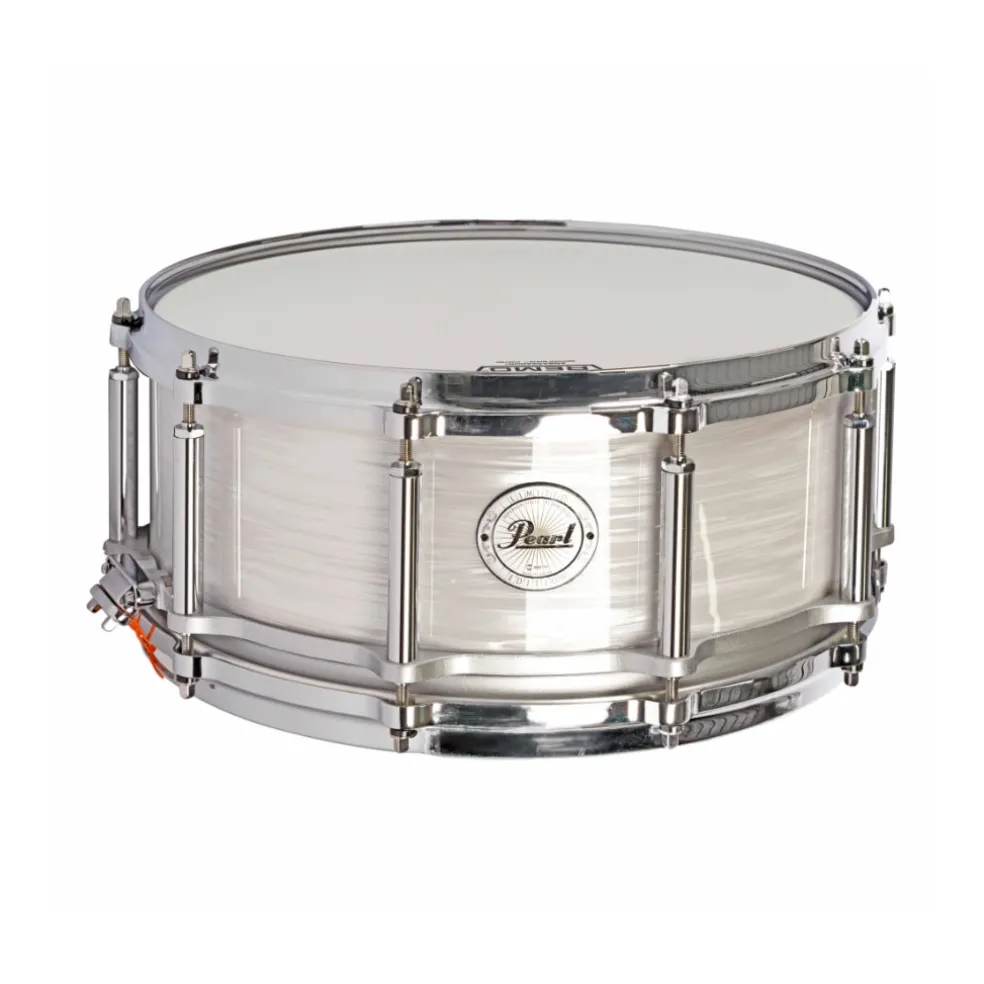 Pearl 14"x6.5" 75th Anniversary President Series Free Floater Phenolic Snare Drum - Pearl White Oyster