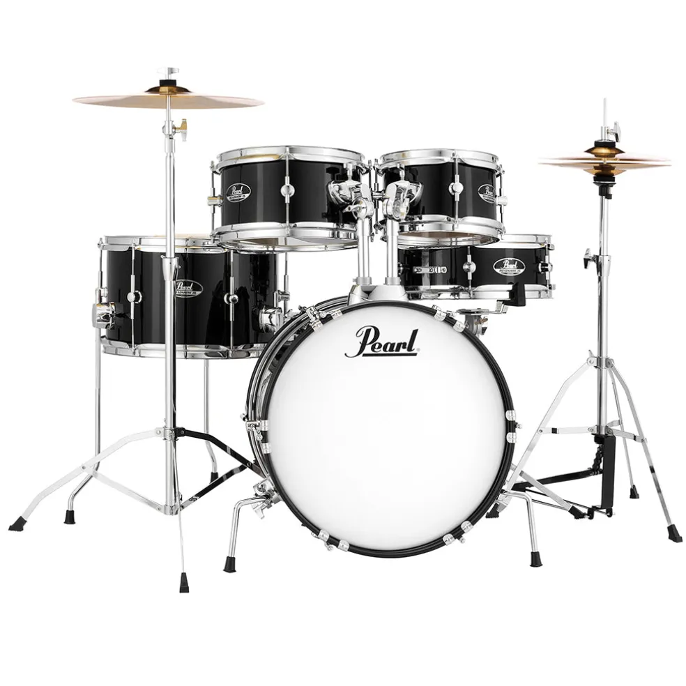 Pearl Roadshow Junior 5-Piece Drum Kit Pack with Hardware & Cymbals - Jet Black