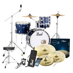 Pearl Roadshow X 18" 4-Piece Drum Kit Package with Zildjian Cymbals & Hardware - Royal Blue Metallic