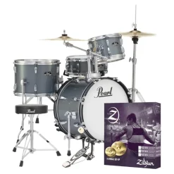 Pearl Roadshow X 18" 4-Piece Drum Kit Package with Zildjian Cymbals & Hardware - Charcoal Metallic
