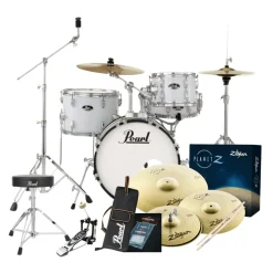 Pearl Roadshow X 18" 4-Piece Drum Kit Package with Zildjian Cymbals & Hardware - Pure White