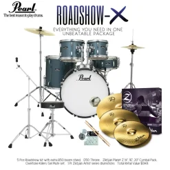 Pearl RS Roadshow-X 20" 5-Piece Fusion Drum Kit Package - Aqua Blue Glitter