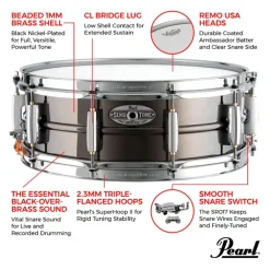 Pearl Sensitone Heritage Alloy 14"x5" Black Nickel over Brass Snare Drum