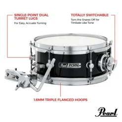 Pearl 10”x4.5" Short Fuze Snare Drum + Mount