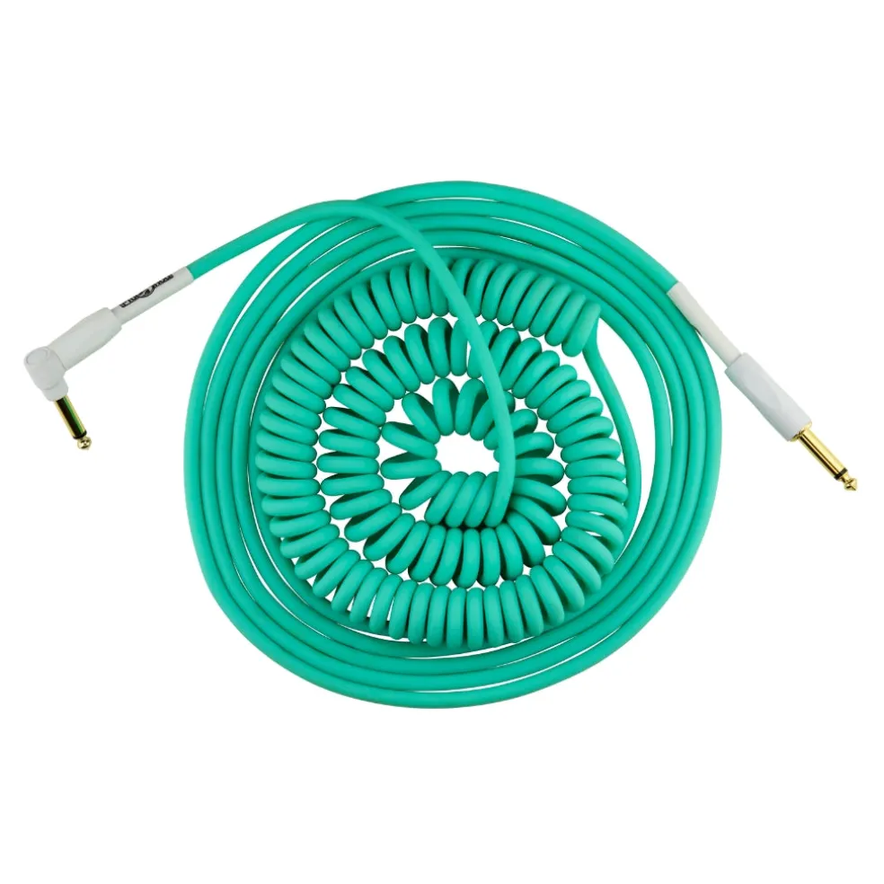Pig Hog Half Coil Instrument Cable - 30ft - Seafoam Green