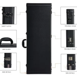 Premium Electric Guitar Hard Case, Black with Red Plush Interior