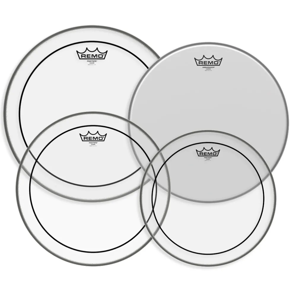 Remo Pro Pack Pinstripe Clear 12" 13" 16" FREE 14'' Ambassador Coated