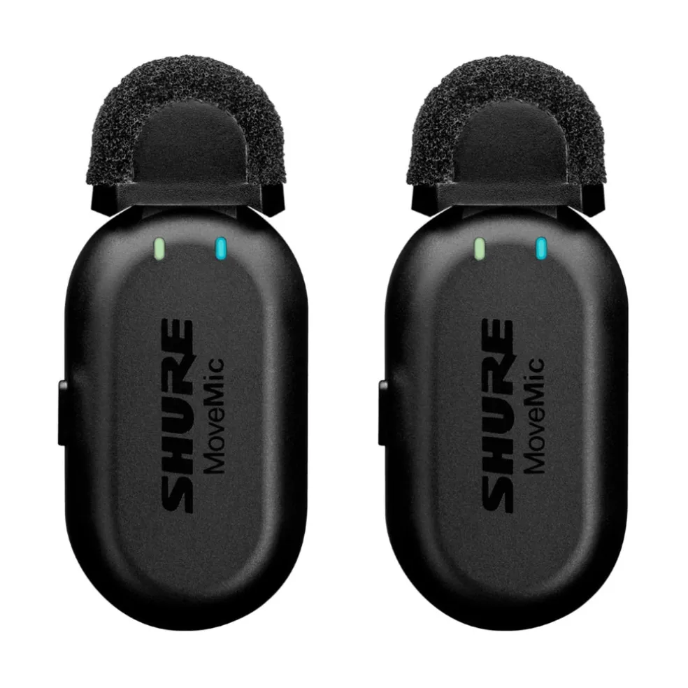 Shure Dual MoveMic Lavalier Microphones and MoveMic Receiver Kit with Charging Cases