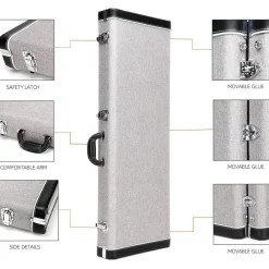 Sky Premium Electric Guitar Hard Case, Silver with Black Plush Interior