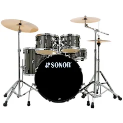 Sonor AQX Series Studio 5-Piece Kit with 1000 Series Hardware Set & Cymbals - Black Midnight Sparkle