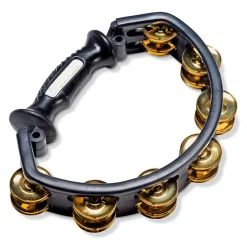 Sonor Black Tambourine With Handle - Brass Jingles