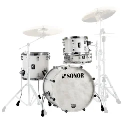 Sonor SQ1 3-piece Shell Pack - Satin Pure White with Matching Bass Drum Hoops