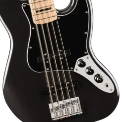 Squier Affinity Series Active Jazz Bass V with Maple Fingerboard and Black Pickguard - Black Metallic