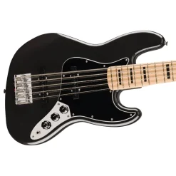 Squier Affinity Series Active Jazz Bass V with Maple Fingerboard and Black Pickguard - Black Metallic