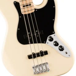 Squier Affinity Series Active Jazz Bass with Maple Fingerboard and Black Pickguard - Olympic White