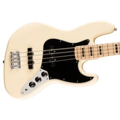 Squier Affinity Series Active Jazz Bass with Maple Fingerboard and Black Pickguard - Olympic White