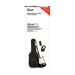 Squier Affinity Series Stratocaster Mustang Micro Pack Laurel Fingerboard with Gig Bag - Black