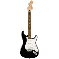 Squier Affinity Series Stratocaster Mustang Micro Pack Laurel Fingerboard with Gig Bag - Black