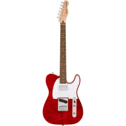 Squier Affinity Series Telecaster SH Flame Maple Top and Laurel Fingerboard with White Pickguard - Crimson Red Transparent