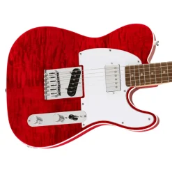 Squier Affinity Series Telecaster SH Flame Maple Top and Laurel Fingerboard with White Pickguard - Crimson Red Transparent