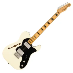 Squier FSR Classic Vibe '70s Telecaster® Thinline, Maple Fingerboard with Blocks and Binding, Black Pickguard, Olympic White