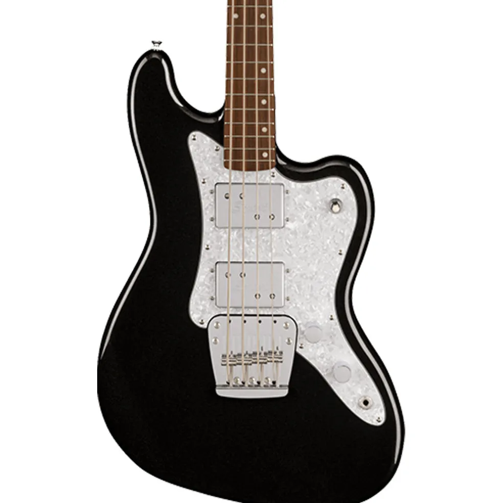 Squier Paranormal Rascal Bass HH, Laurel Fingerboard, White Pearloid Pickguard, Metallic Black